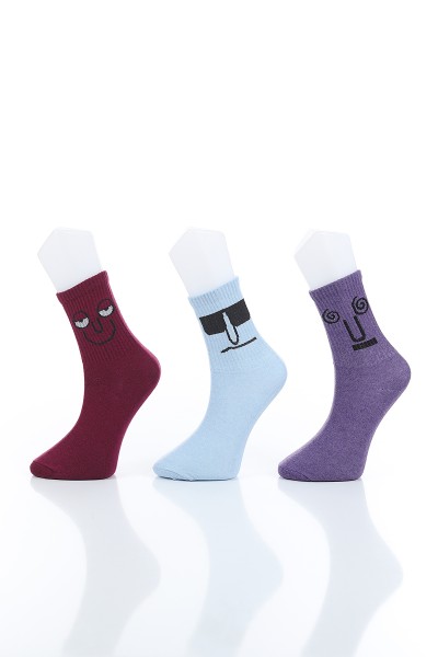 Renkli Bayan Üçlü Soket Çorap 154698