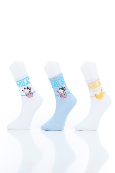 Renkli Bayan Üçlü Soket Çorap 154699