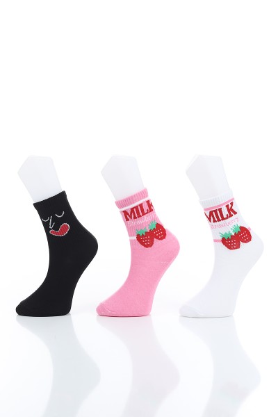 Renkli Bayan Üçlü Soket Çorap 154700