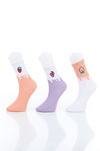 Renkli Bayan Üçlü Soket Çorap 154702
