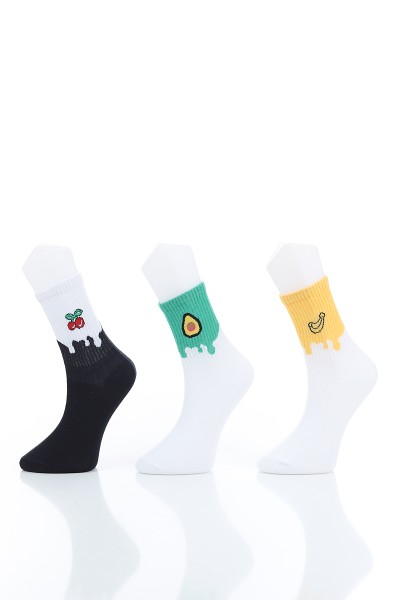 Renkli Bayan Üçlü Soket Çorap 154703
