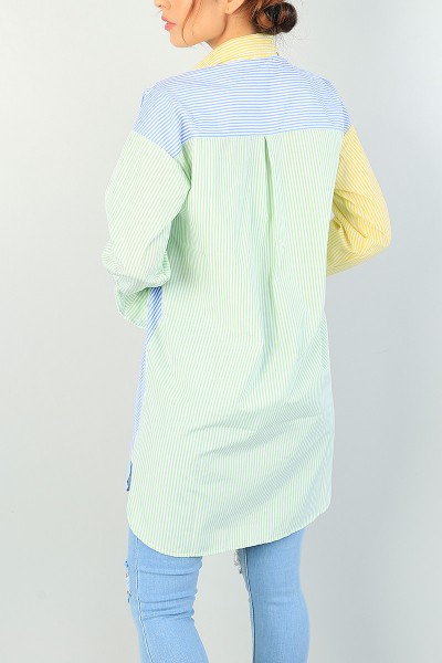 Renkli Çizgili Poplin Gömlek Tunik 72460