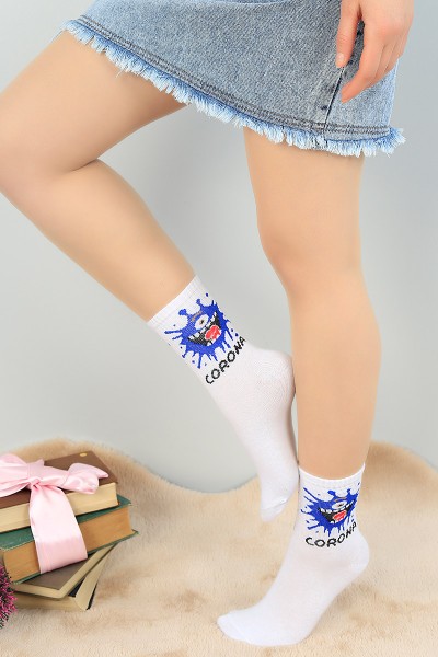 Renkli Desenli Bayan Soket Çorap 67030