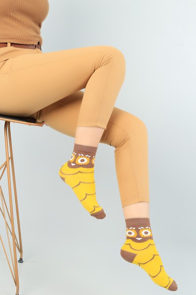 Renkli Desenli Bayan Soket Çorap 67034
