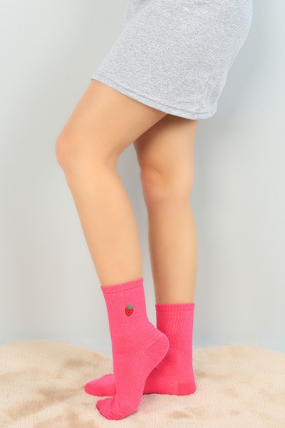 Renkli Desenli Bayan Soket Çorap 67038