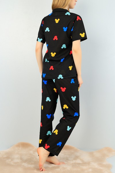 Renkli Düğmeli Bayan Pijama Takımı 64937