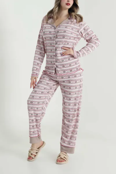 Renkli Düğmeli Berlin Kadın Pijama Takımı 494682