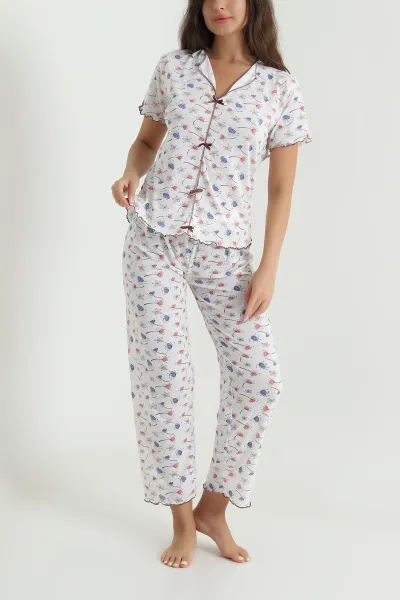 Renkli Fiyonk Detay Kadın Pijama Takımı 467258