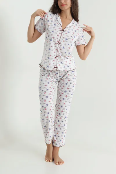 Renkli Fiyonk Detay Kadın Pijama Takımı 467258