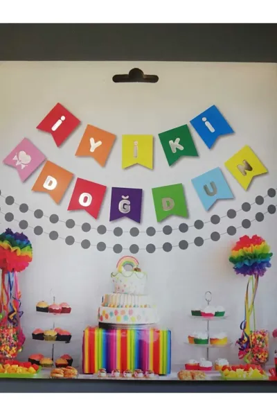 Renkli Silver İyi Ki Doğdun Yaldızlı Banner 303357