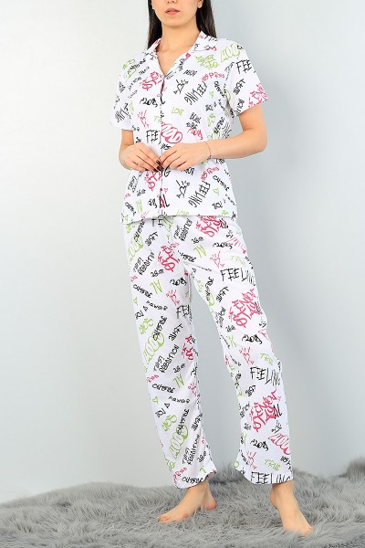 Renkli Komple Baskılı Bayan Pijama Takımı 62954