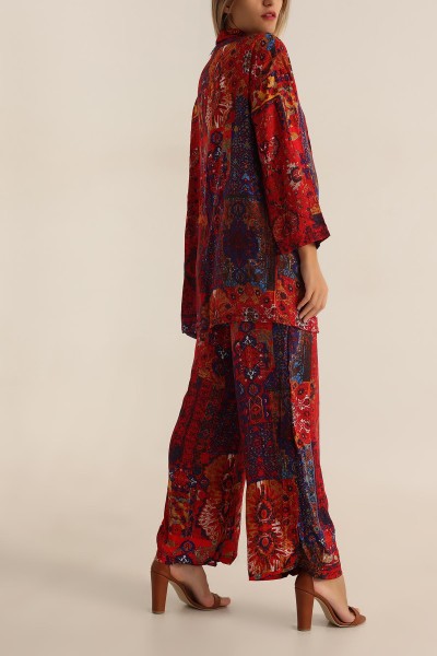 Renkli Pantolon Kimono Dokuma İkili Takım 196948