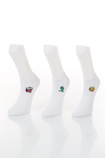 Renkli Üçlü Patik Çorap 132810