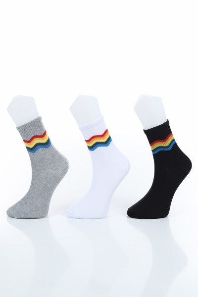 Renkli Üçlü Soket Çorap 168411