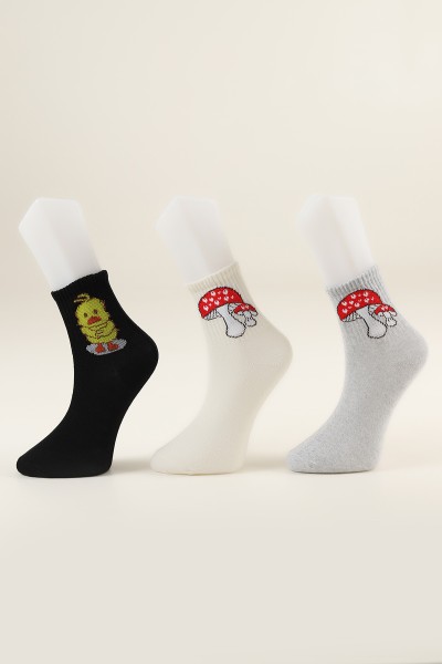 Renkli Üçlü Soket Çorap 204401