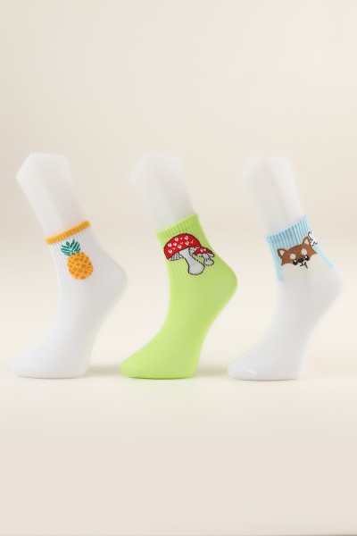 Renkli Üçlü Soket Çorap 204404