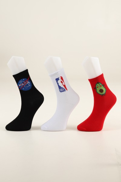 Renkli Üçlü Soket Çorap 206078
