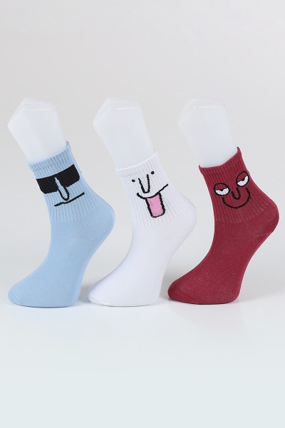 Renkli Üçlü Soket Çorap 85083