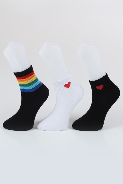 Renkli Üçlü Soket Çorap 85086