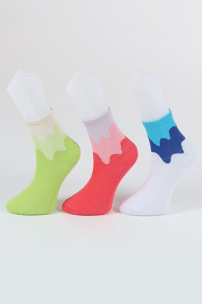 Renkli Üçlü Soket Çorap 85104