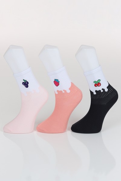 Renkli Üçlü Soket Çorap 91638