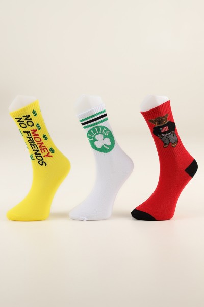 Renkli Üçlü Uzun Soket Çorap 206061