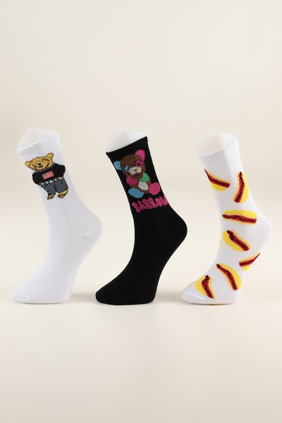 Renkli Üçlü Uzun Soket Çorap 206062