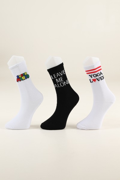 Renkli Üçlü Uzun Soket Çorap 206072
