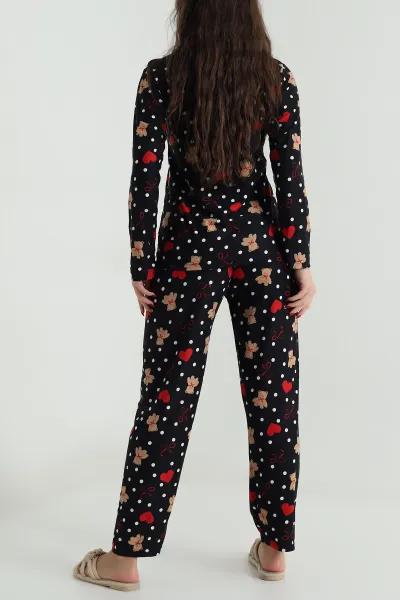Renkli Uzun Kollu Süet Kadın Pijama Takımı 499337