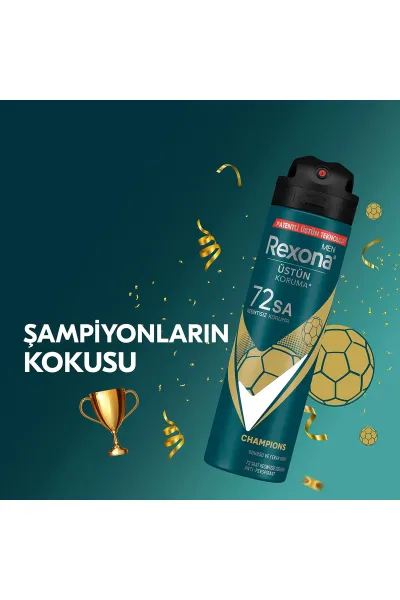 Rexona Men Erkek Sprey Deodorant Champions 72 Saat Kesintisiz Koruma 150 ml 286791