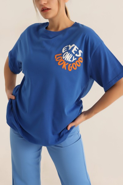 Saks Mavi Baskılı Bayan Tişört 186548