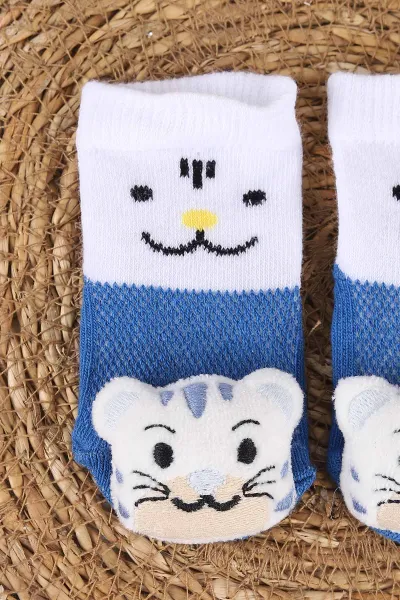Saks Mavisi (0-6 Ay) Oyuncaklı Erkek Bebek Çorap 467457