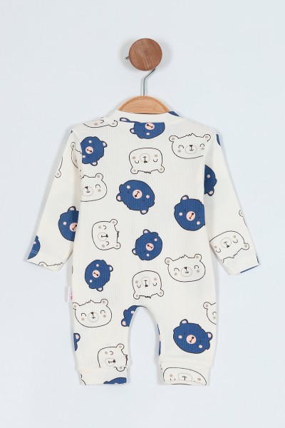 Saks Mavisi (0-6 Ay)Ayıcık Baskılı Erkek Bebe Tulum 209367