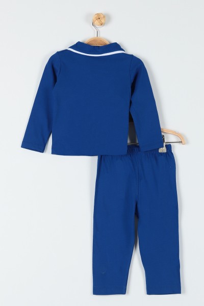 Saks Mavisi (1-3 Yaş) Ördek Baskılı Erkek Bebe Pijama Takım 181874