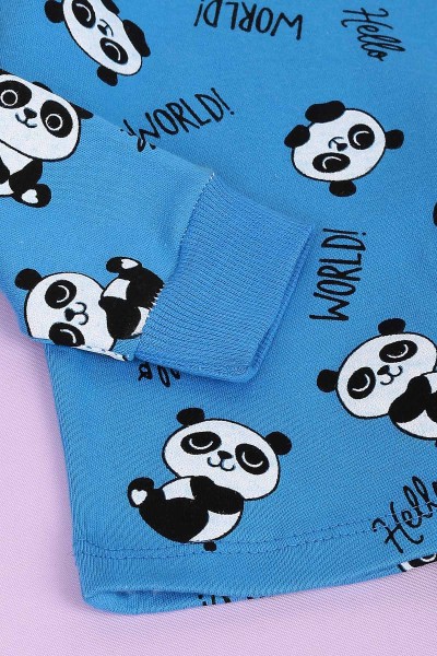 Saks Mavisi (1-3 Yaş) Panda Baskılı Erkek Çocuk Takım 148336