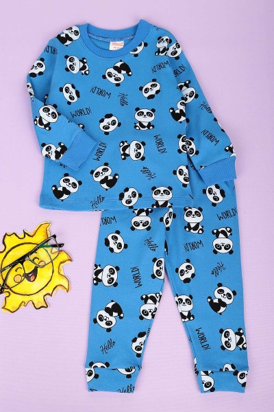 Saks Mavisi (1-3 Yaş) Panda Baskılı Erkek Çocuk Takım 148336