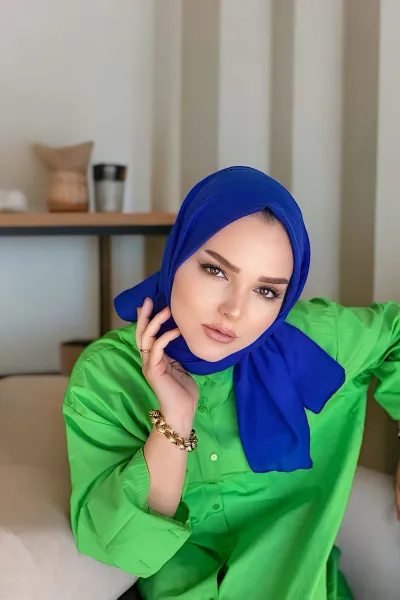 Saks Mavisi 180x70 Pamuk Kraş Kırışmaz Şal 270832