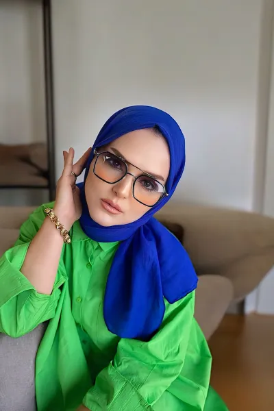 Saks Mavisi 180x70 Pamuk Kraş Kırışmaz Şal 270832