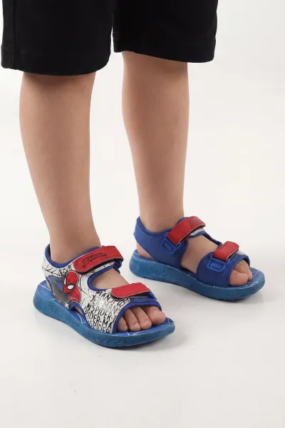 Saks Mavisi ( 26 - 30 ) Cırt Bantlı Figürlü Erkek Çocuk Sandalet 455459