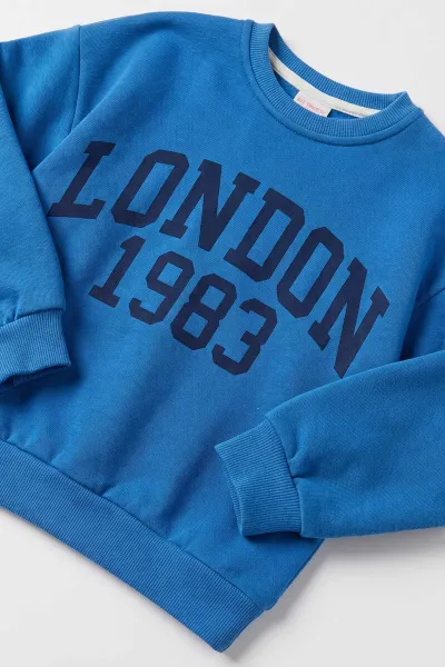 Saks Mavisi (3-10 Yaş) London Baskılı 3 İp Şardonlu Erkek Çocuk Kışlık Takım 501233