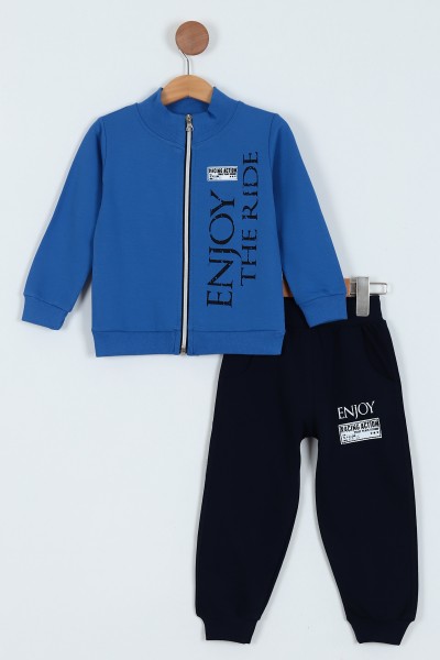 saks-mavisi-3-6-yas-baskili-iki-ip-fermuarli-erkek-cocuk-takim-224553