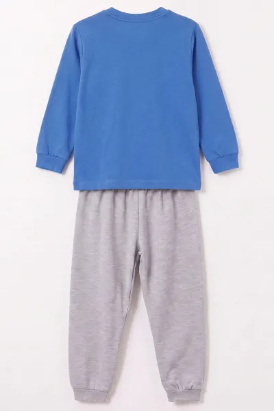 Saks Mavisi (3-8 Yaş) Karakter Baskılı İnterlok Kumaş Erkek Çocuk Pijama Takım 491045