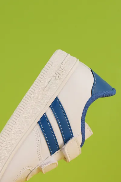 Saks Mavisi (30-35 Filet)Kalın Taban Delikli Cırtlı Şerit Çizgili Çocuk Spor Ayakkabı 347867