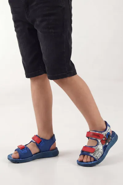 Saks Mavisi ( 31 - 35 ) Cırt Bantlı Figürlü Erkek Çocuk Sandalet 455443