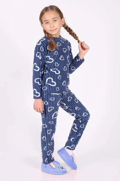 saks-mavisi-4-12-yaskalp-desenli-polar-kumas-kiz-cocuk-pijama-takimi-327476