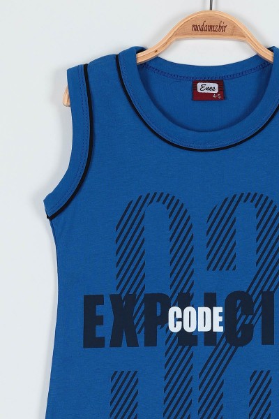 Saks Mavisi (5-8 Yaş) Explıcıt Code Şortlu Erkek Çocuk Takım 187879
