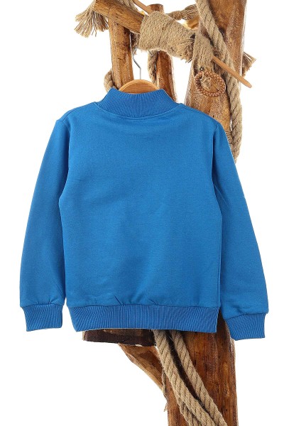 Saks Mavisi (5-8 Yaş) Hello Winter Baskılı Balıkçı Yaka Erkek Çocuk Sweat 148906
