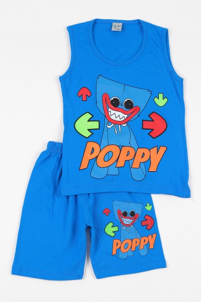 saks-mavisi-5-8-yas-poppy-canavar-baskili-erkek-cocuk-sortlu-takim-109054