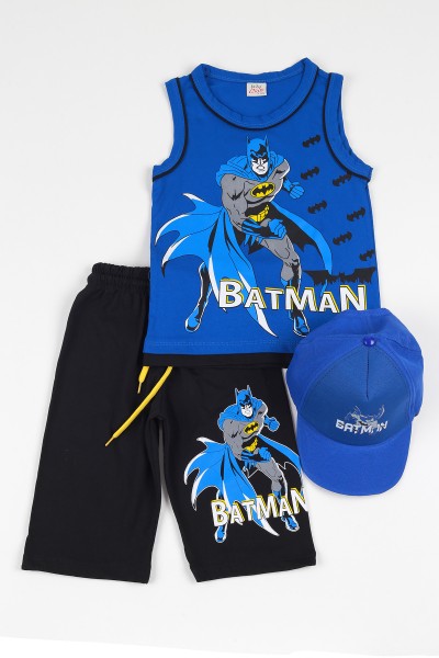 saks-mavisi-5-8-yas-sapkali-batman-baskili-erkek-cocuk-kaprili-takim-112399