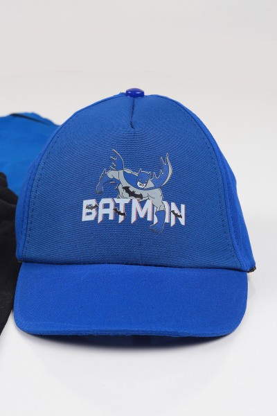 Saks Mavisi (5-8 yaş) Şapkalı Batman Baskılı  Erkek Çocuk Kaprili Takım 112399